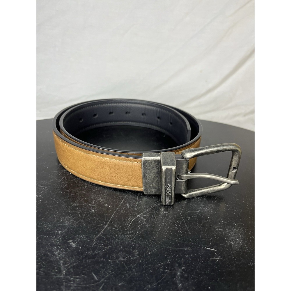 Columbia Reversible Synthetic Leather Stretch Belt Men's Small 30-32 Brown Black
